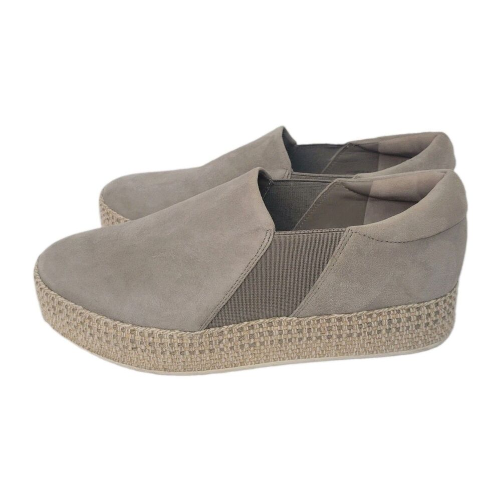 Vince Johan Women’s Taupe Suede Espadrille Slip On Sneakers Size 8.5 EU 38.5